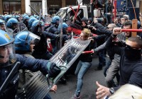 Police clash with May day protesters worldwid